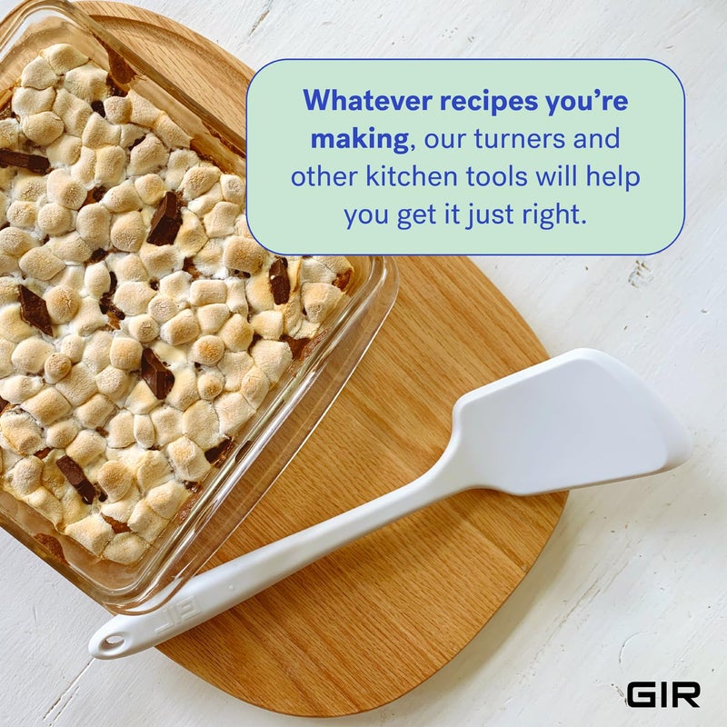 GIR: Get It Right Mini Silicone Spatula Turner - 11" x 2.6" x 0.7" - One Piece Design - Nonstick & Heat Resistant Silicone Kitchen Spatula for Cooking & Baking - White - Image 2
